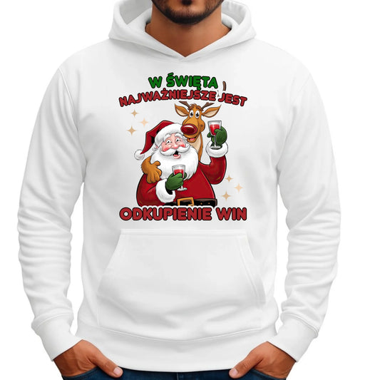 Bluza męska z kapturem świąteczna - W święta najważniejsze jest odkupienie win BN73 - StoryCups.pl