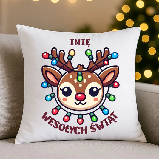 Poduszka świąteczna - Renifer Wesołych Świąt - personalizowana BN72