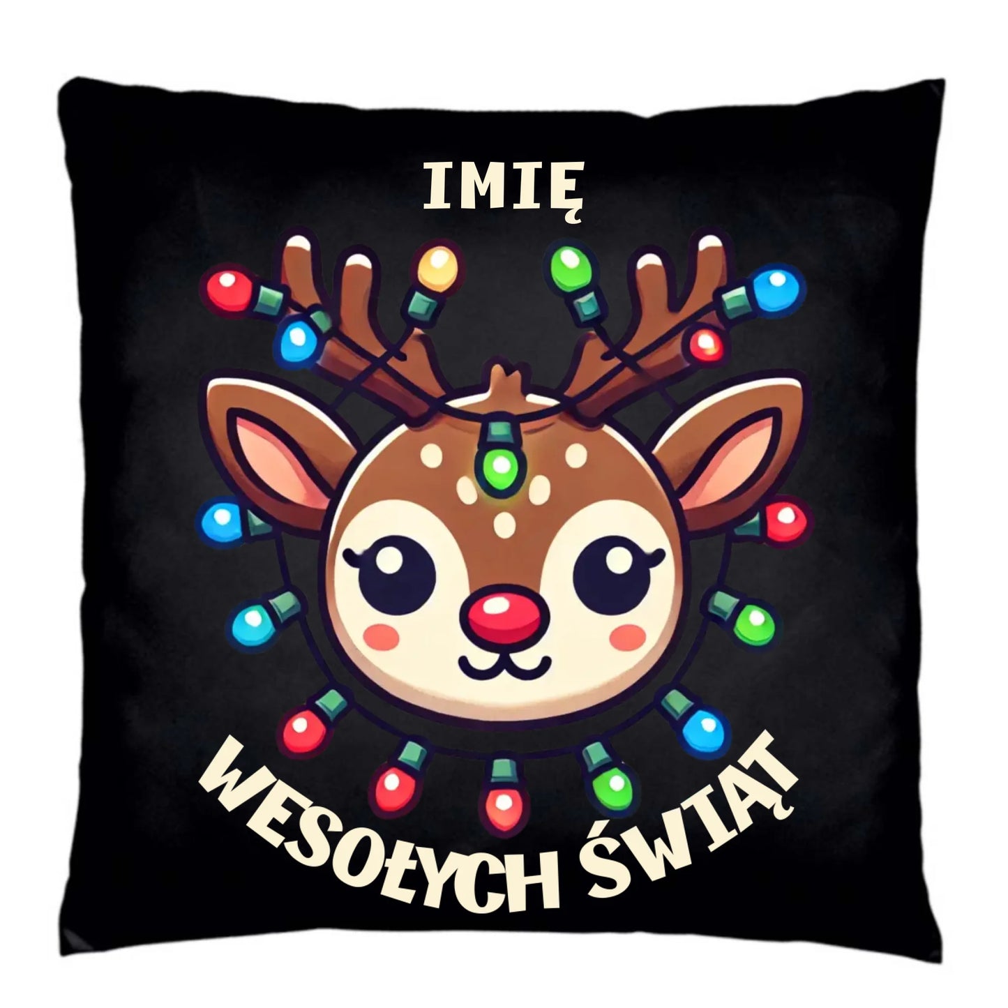 Poduszka dekoracyjna świąteczna - Renifer Wesołych Świąt - personalizowana BN72