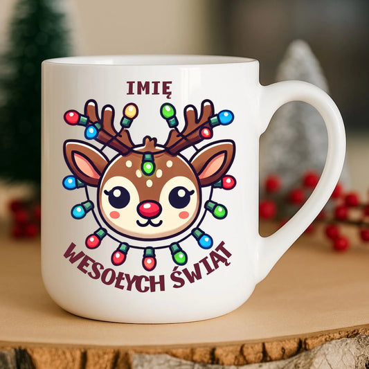 Kubek elegant świąteczny - Renifer Wesołych Świąt - personalizowana BN72