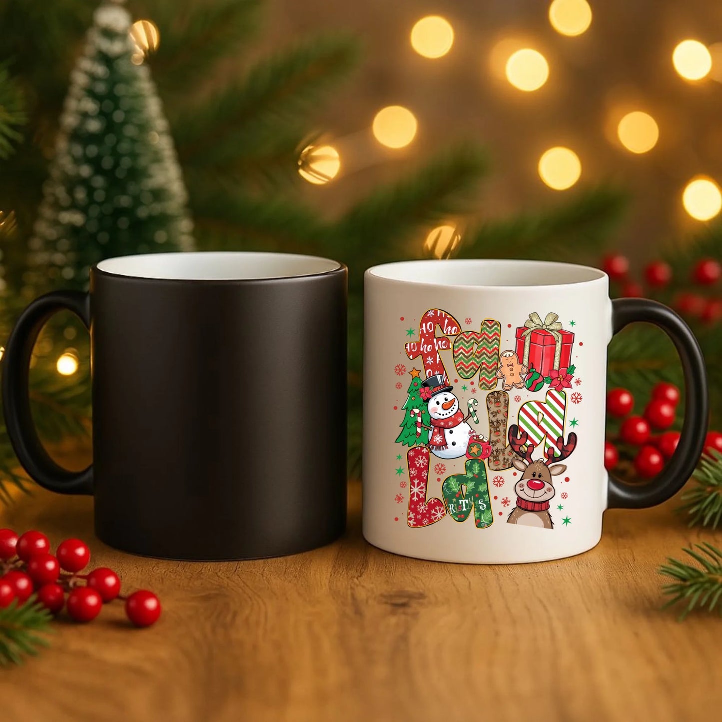 Kubek magiczny świąteczny - Fa la la BN71 - StoryCups.pl