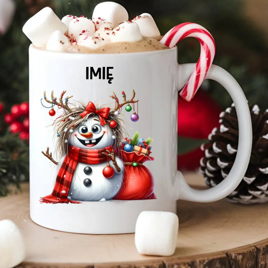 Kubek świąteczny - Bałwanek - personalizowany BN70 - StoryCups.pl