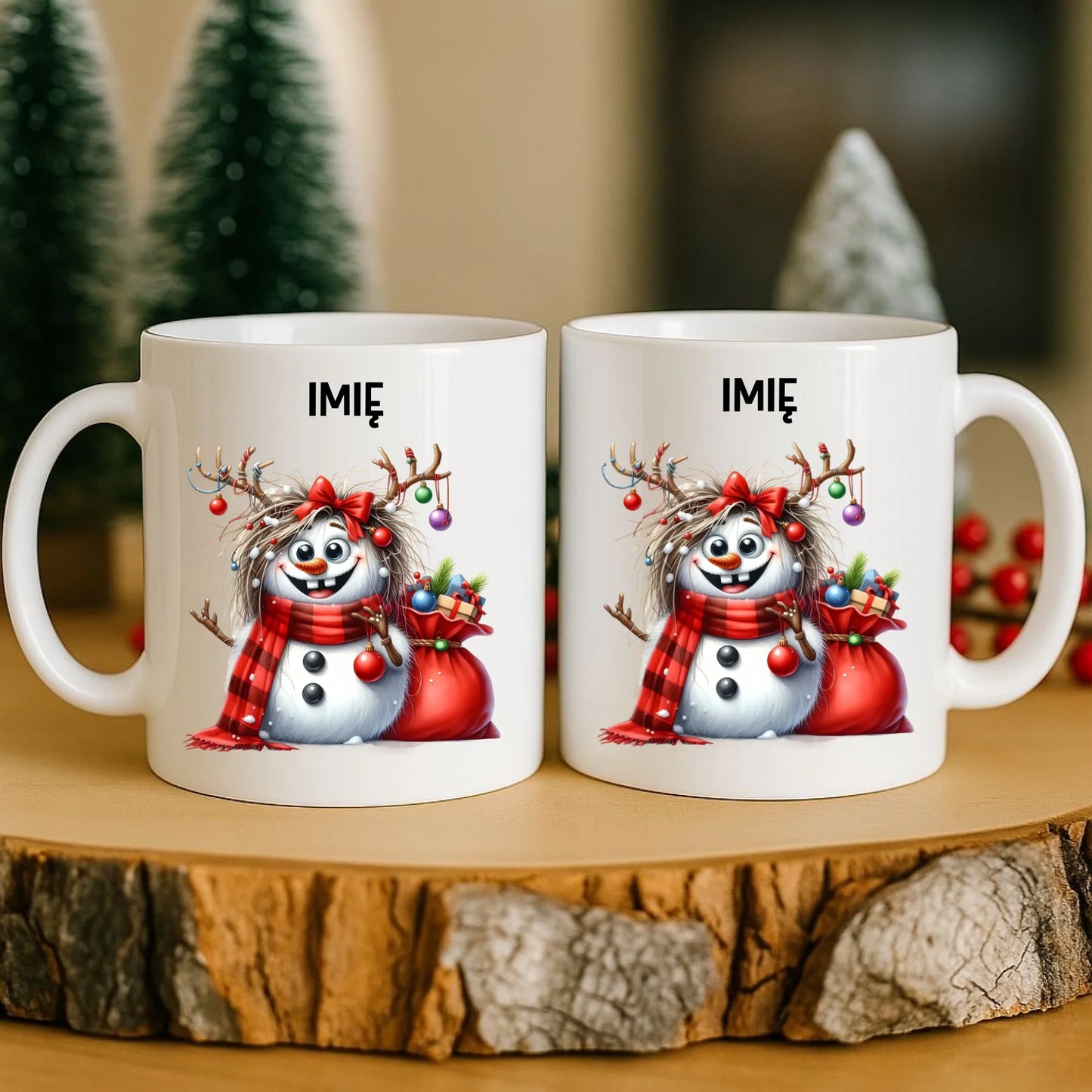 Kubek świąteczny - Bałwanek - personalizowany BN70 - StoryCups.pl