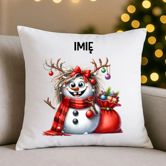 Poduszka świąteczna - Bałwanek - personalizowana BN70 - StoryCups.pl
