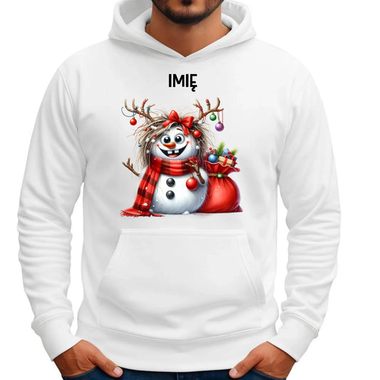 Bluza męska z kapturem świąteczna - Bałwanek - personalizowana BN70 - StoryCups.pl