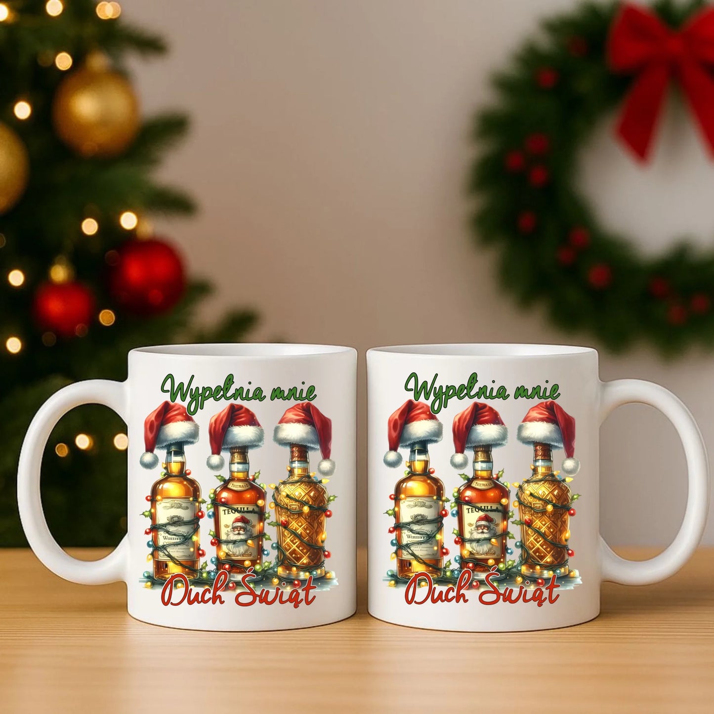 Zestaw poduszka i kubek świąteczny - Wypełnia mnie Duch Świąt BN69 - StoryCups.pl