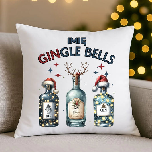 Poduszka świąteczna - Gin Gingle bells - personalizowana BN68 - StoryCups.pl