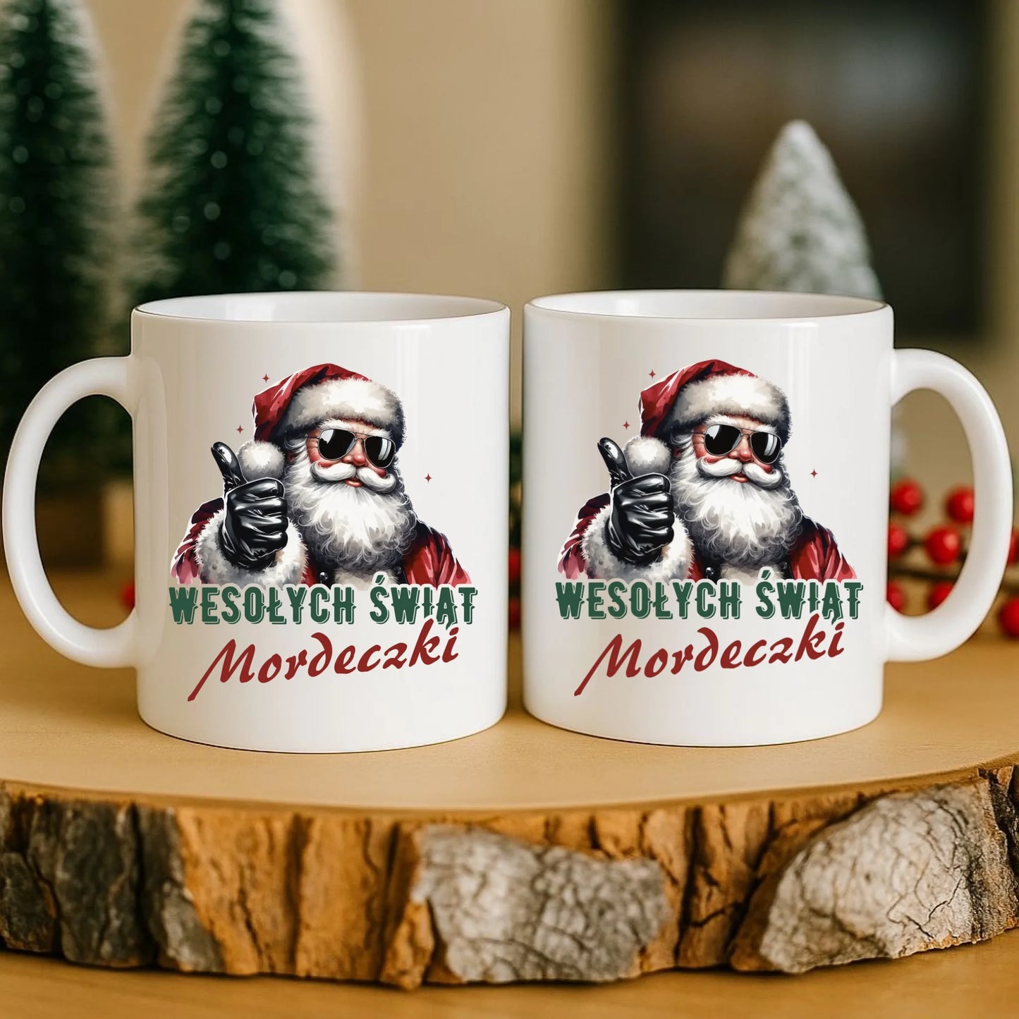 Kubek świąteczny - Mikołaj Wesołych Świąt mordeczki BN65 - StoryCups.pl