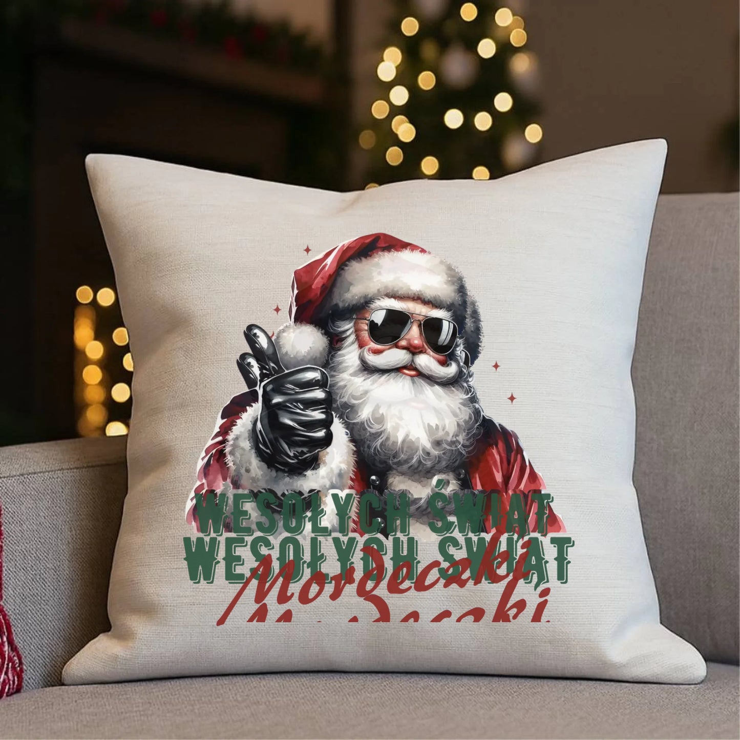 Poduszka świąteczna - Mikołaj Wesołych Świąt mordeczki BN65 - StoryCups.pl