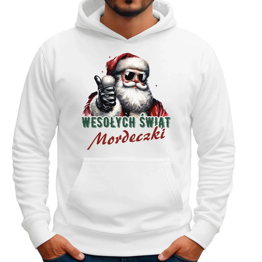 Bluza męska z kapturem świąteczna - Mikołaj Wesołych Świąt mordeczki BN65 - StoryCups.pl