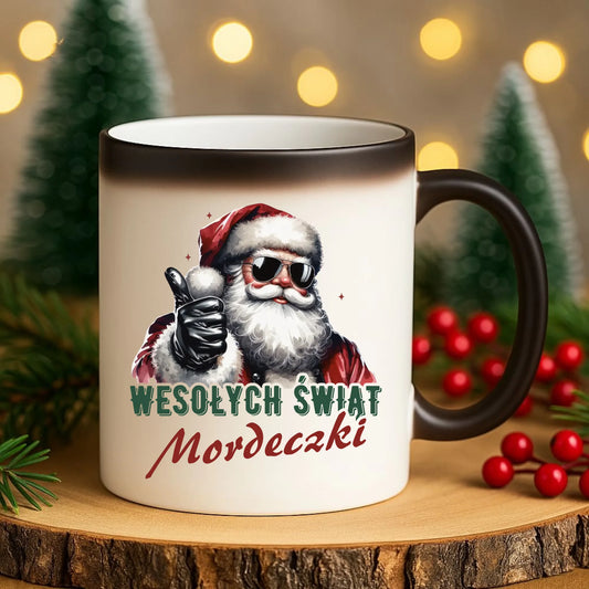 Kubek magiczny świąteczny - Mikołaj Wesołych Świąt mordeczki BN65 - StoryCups.pl
