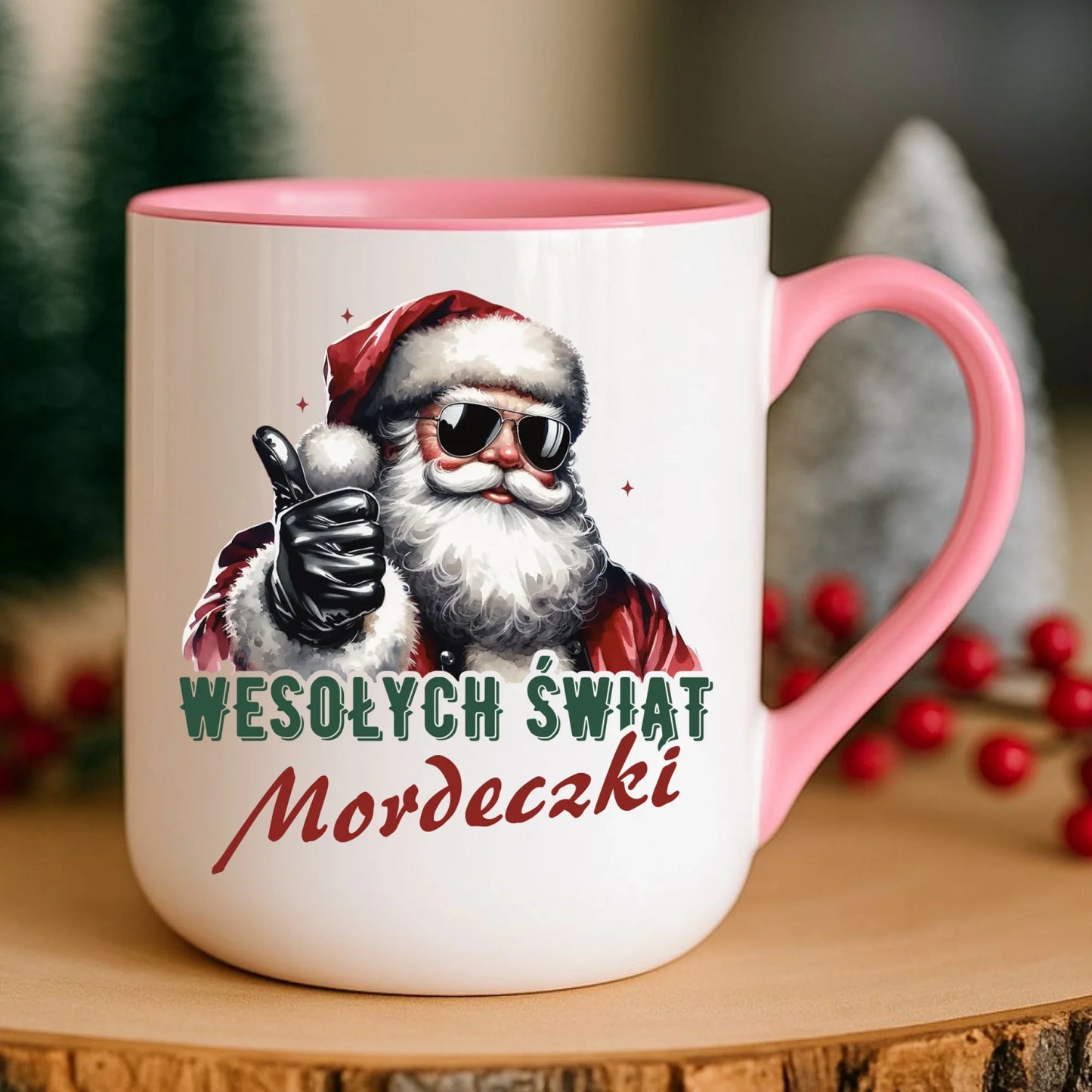Kubek elegant świąteczny - Mikołaj Wesołych Świąt mordeczki BN65 - StoryCups.pl
