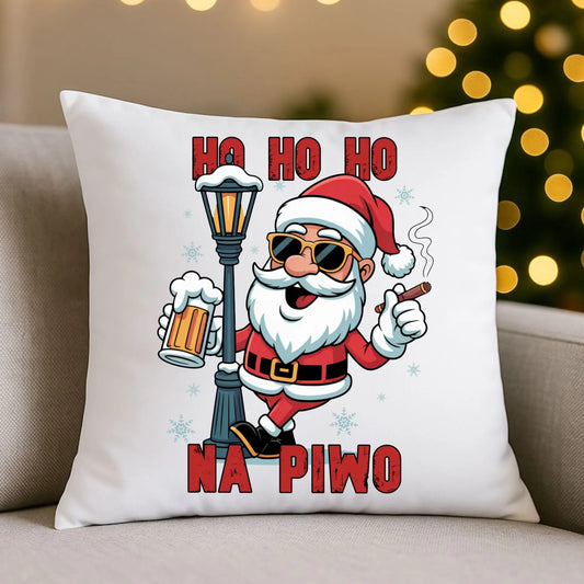 Poduszka świąteczna - Mikołaj Ho ho ho na piwo BN64 - StoryCups.pl