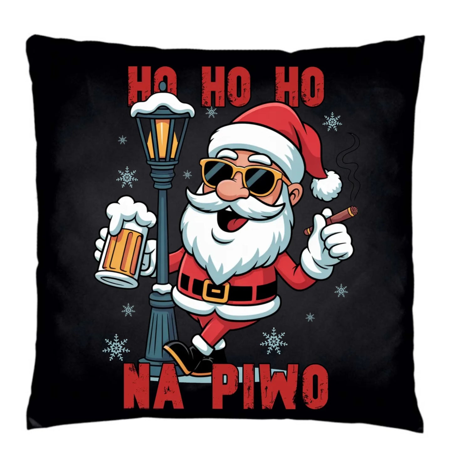Poduszka dekoracyjna świąteczna - Mikołaj Ho ho ho na piwo BN64 - StoryCups.pl