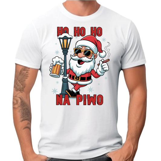 Koszulka męska świąteczna - Mikołaj Ho ho ho na piwo BN64 - StoryCups.pl