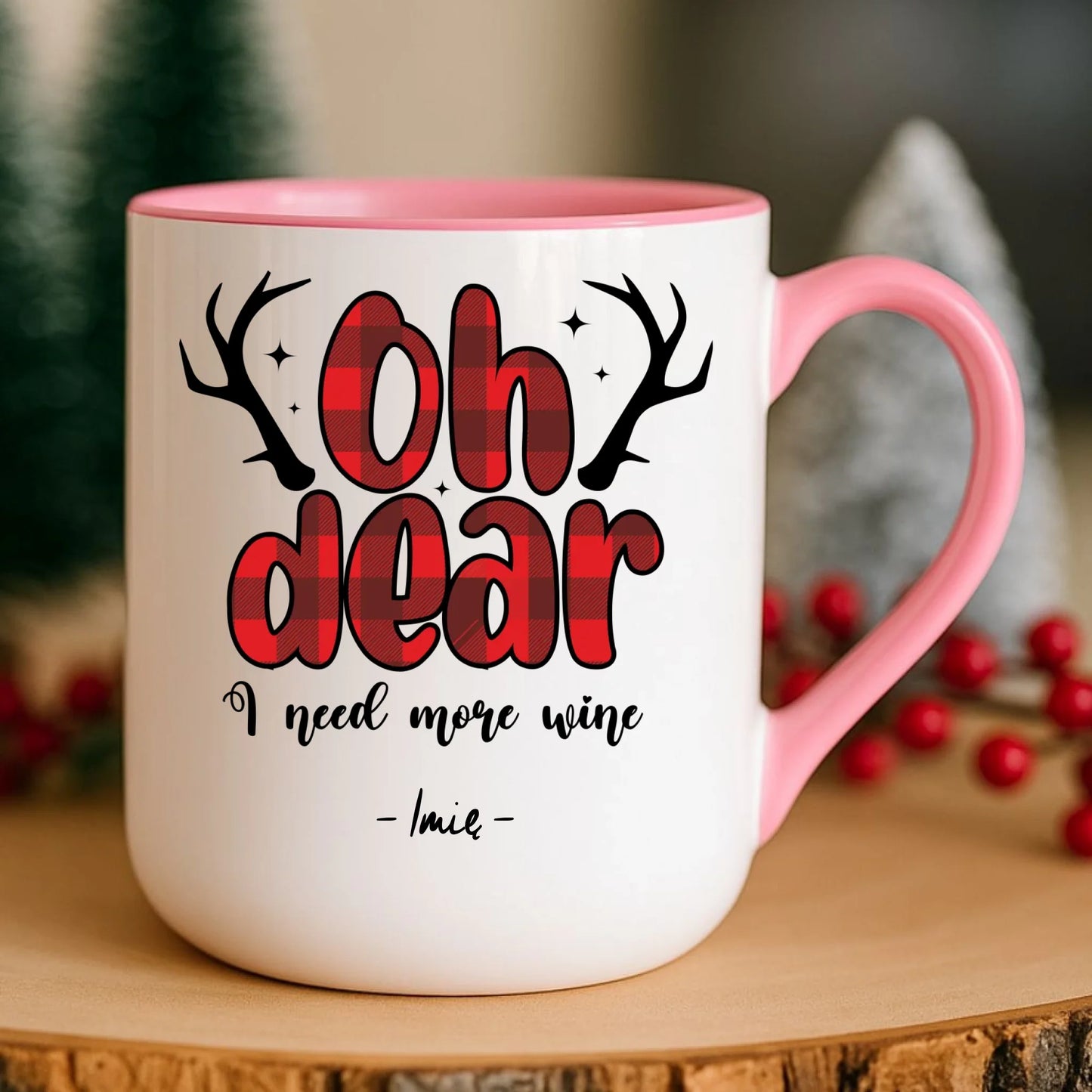 Kubek elegant świąteczny - Oh dear I need more wine - personalizowany BN63 - StoryCups.pl