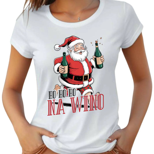Koszulka damska świąteczna - Mikołaj Ho ho ho na wino BN61 - StoryCups.pl