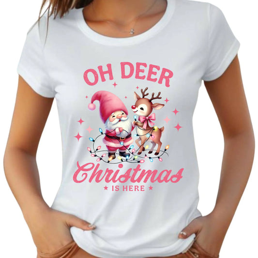 Koszulka damska świąteczna - Oh deer Christmas is here BN59 - StoryCups.pl