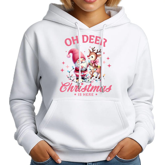 Bluza damska z kapturem świąteczna - Oh deer Christmas is here BN59 - StoryCups.pl