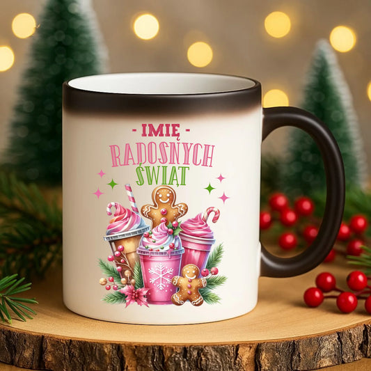 Kubek magiczny świąteczny - Radosnych Świąt - personalizowany BN58 - StoryCups.pl