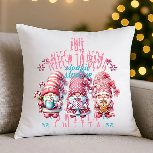 Poduszka świąteczna - Skrzaty Słodkie Święta - personalizowana BN57 - StoryCups.pl