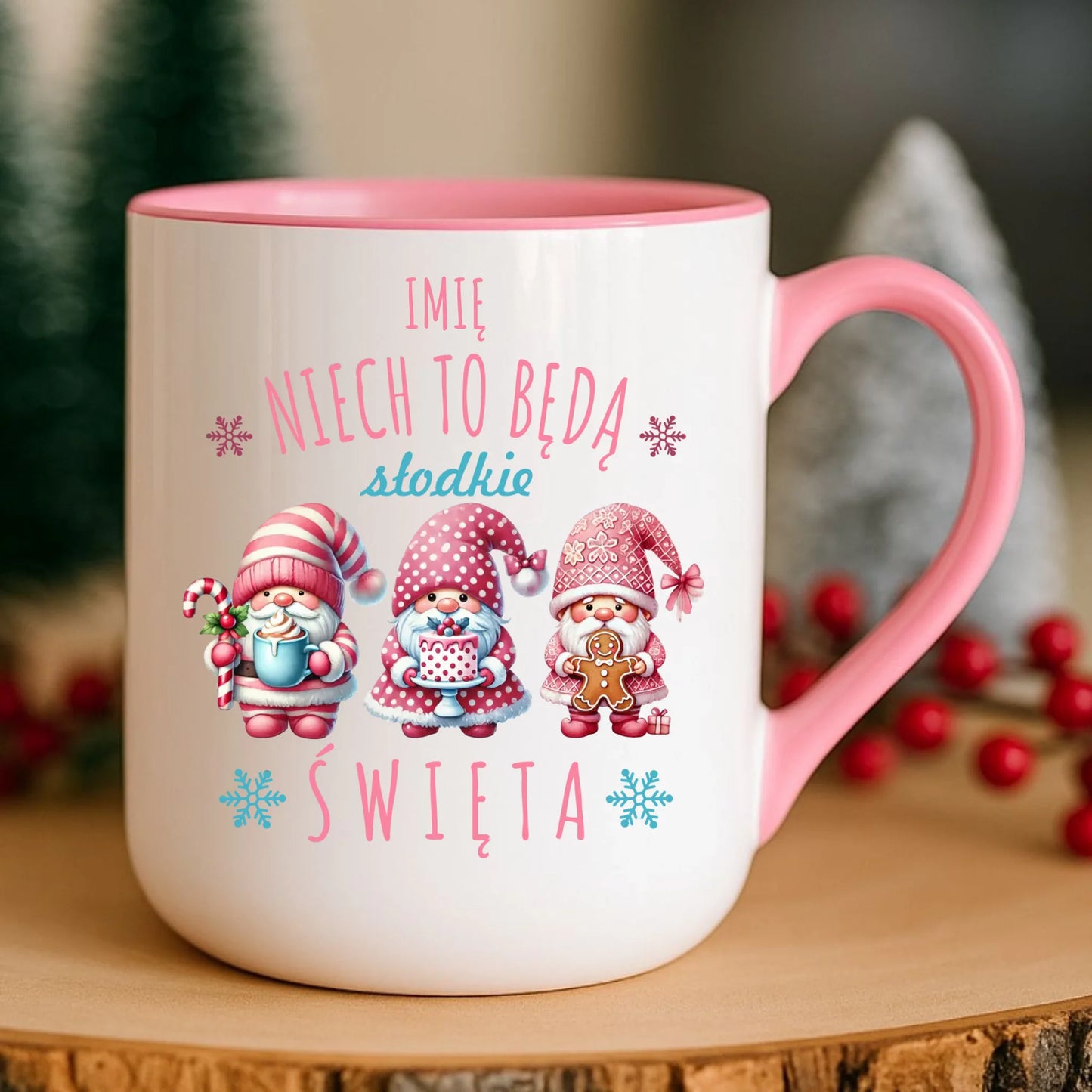 Kubek elegant świąteczny - Skrzaty Słodkie Święta - personalizowany BN57 - StoryCups.pl