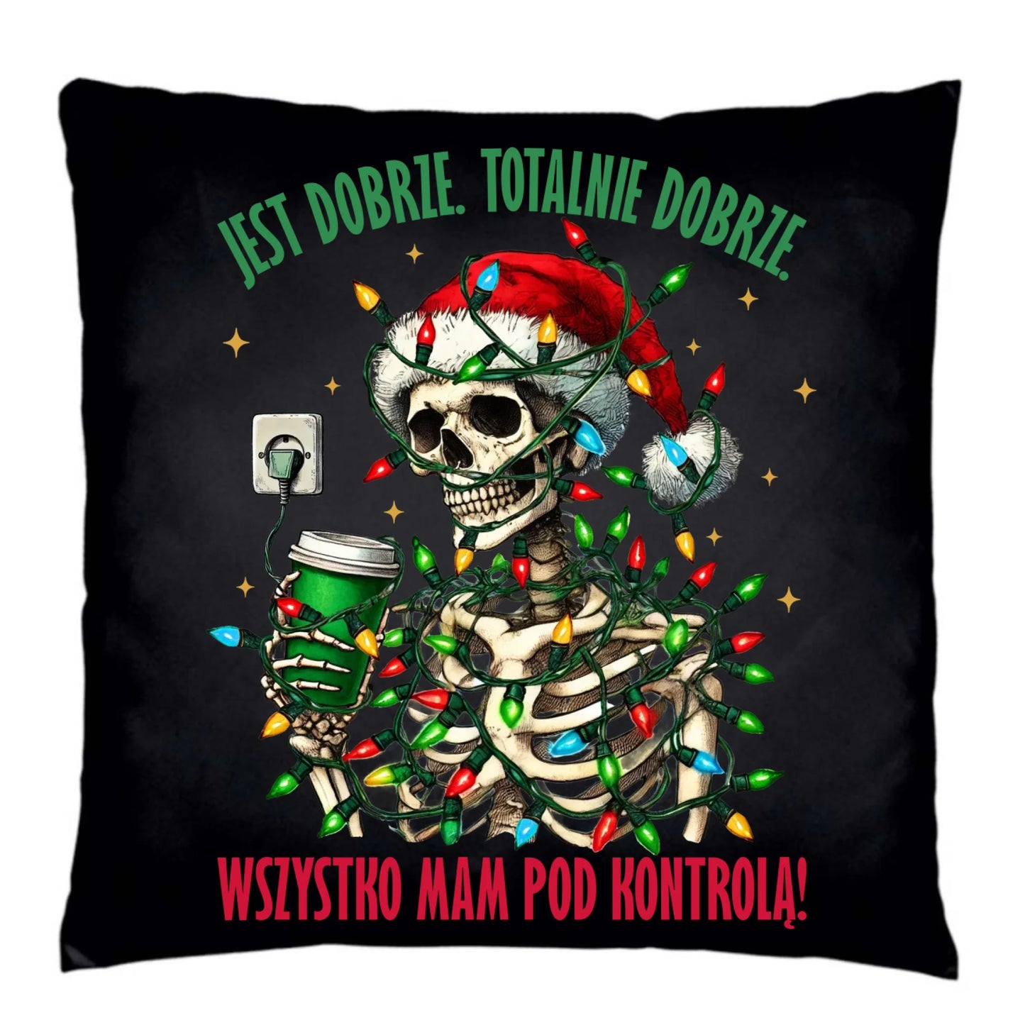 Poduszka dekoracyjna świąteczna - Jest dobrze Wszystko mam pod kontrolą BN55 - StoryCups.pl