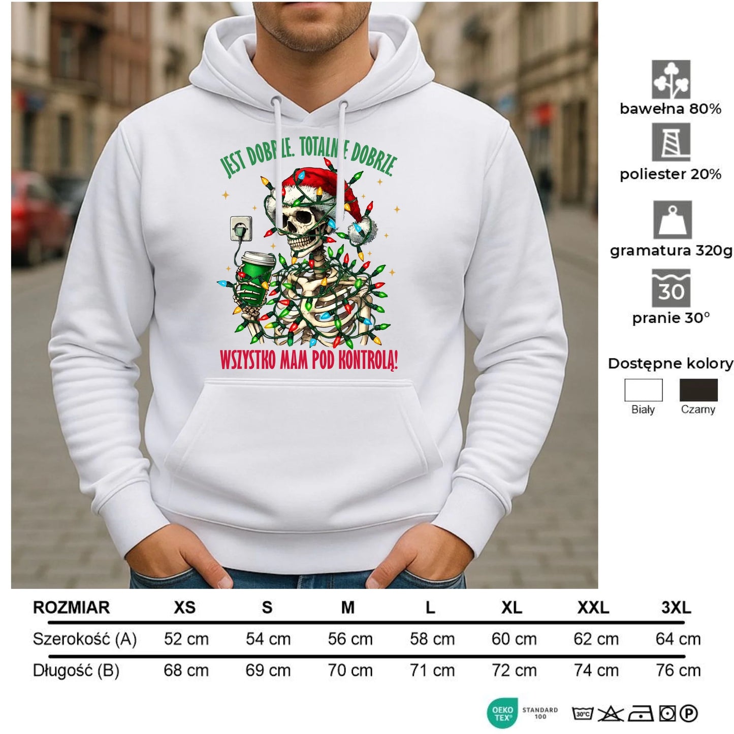 Bluza męska z kapturem świąteczna - Jest dobrze Wszystko mam pod kontrolą BN55