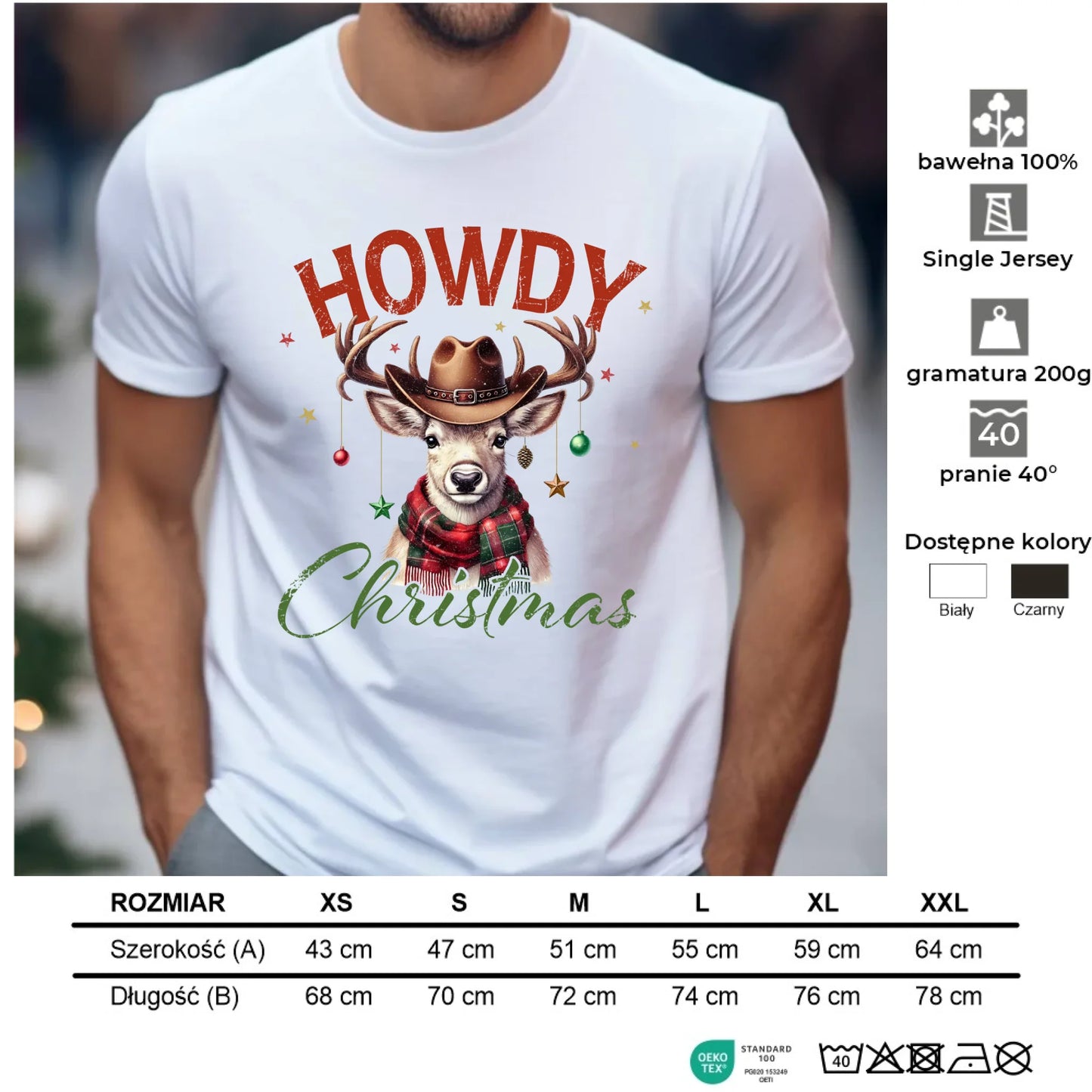 Koszulka męska świąteczna - Howdy Christmas BN54 - StoryCups.pl