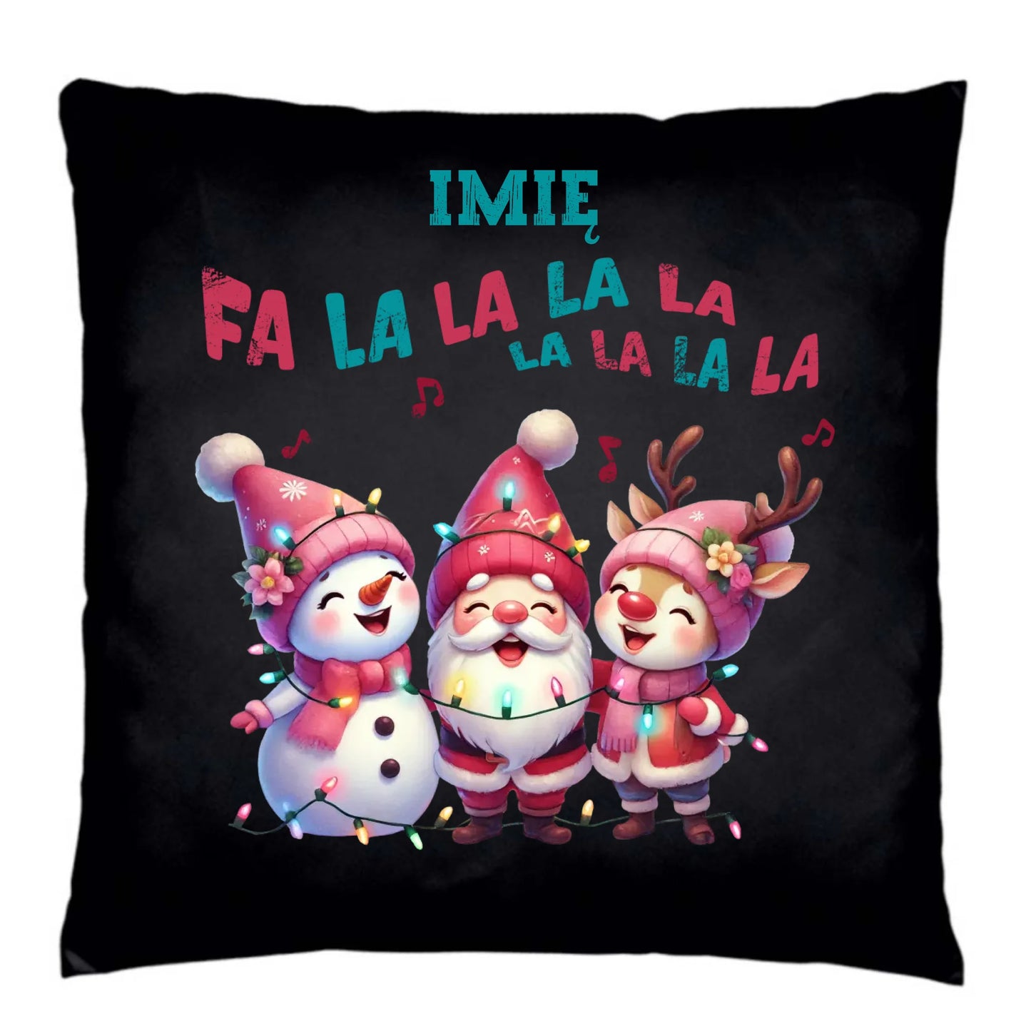 Poduszka dekoracyjna świąteczna - Fa la la la - personalizowana BN51 - StoryCups.pl