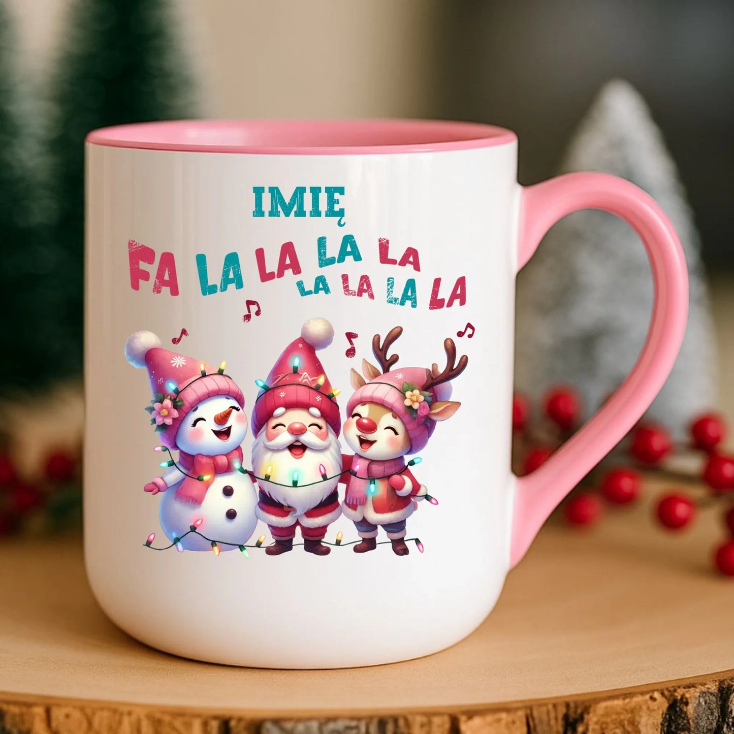Kubek elegant świąteczny - Fa la la la - personalizowany BN51 - StoryCups.pl