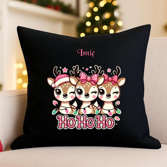 Poduszka dekoracyjna świąteczna - Ho ho ho Słodkie reniferki - personalizowana BN49 - StoryCups.pl