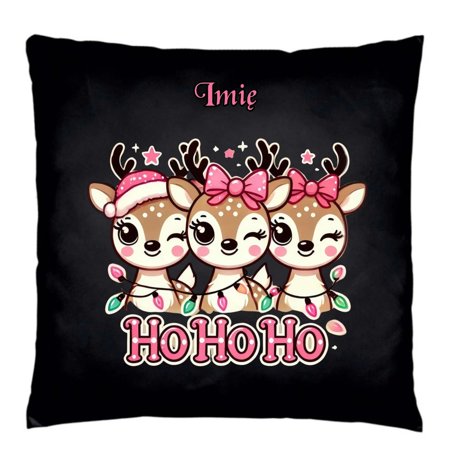 Poduszka dekoracyjna świąteczna - Ho ho ho Słodkie reniferki - personalizowana BN49 - StoryCups.pl