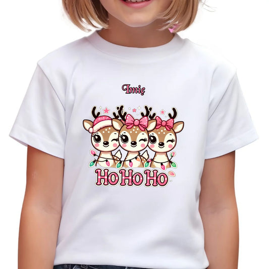 Koszulka dziecięca świąteczna - Ho ho ho Słodkie reniferki - personalizowany BN49