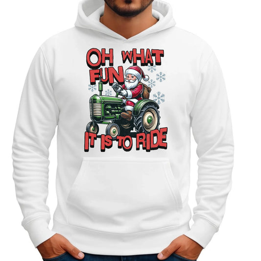 Bluza męska z kapturem świąteczna - Mikołaj na traktorze - Oh what fun BN48 - StoryCups.pl