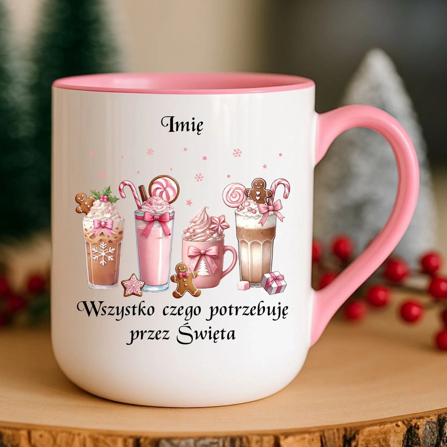 Kubek elegant świąteczny - Zimowa kawa Wszystko czego potrzebuję przez Święta - personalizowany BN46 - StoryCups.pl
