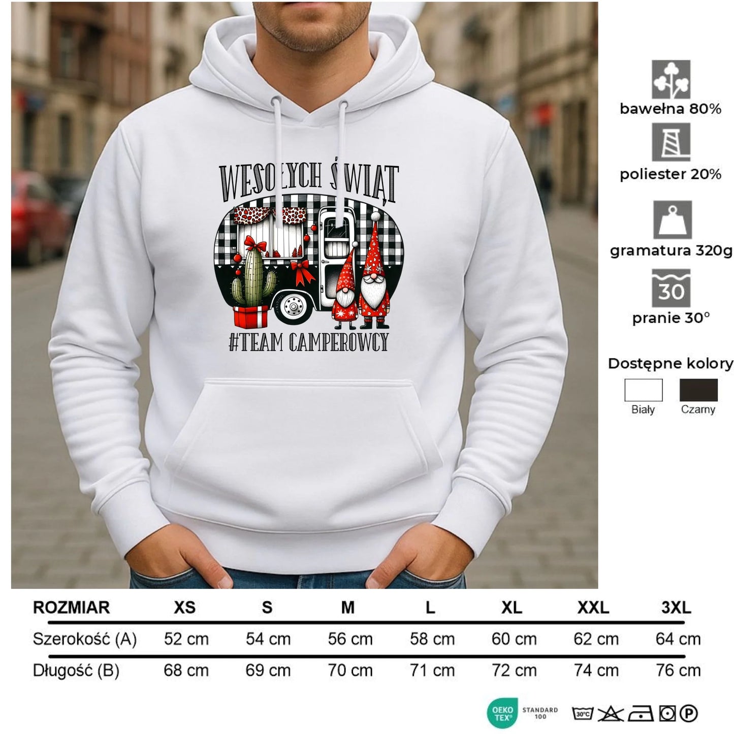 Bluza męska z kapturem świąteczna - Wesołych Świąt Team Camperowcy BN44 - StoryCups.pl