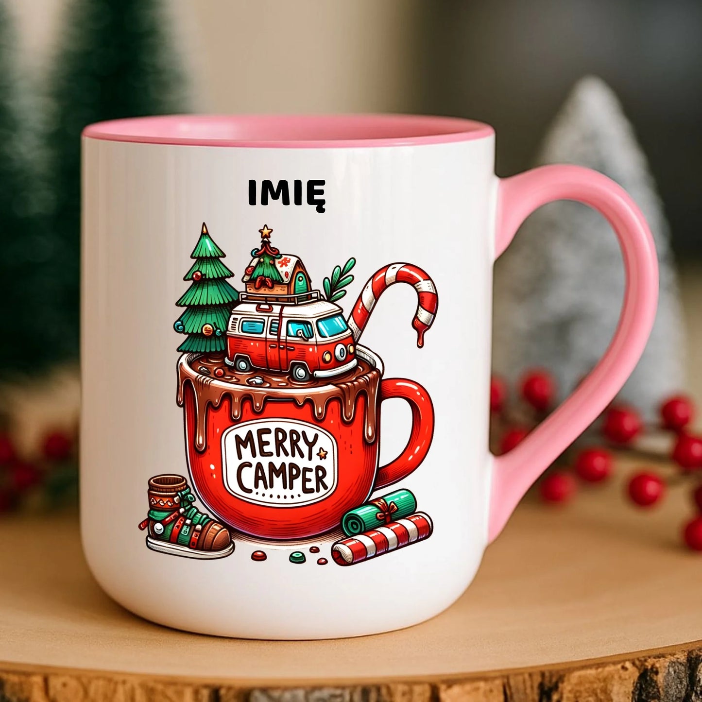 Kubek elegant świąteczny - Kamper Merry Camper - personalizowany BN43 - StoryCups.pl