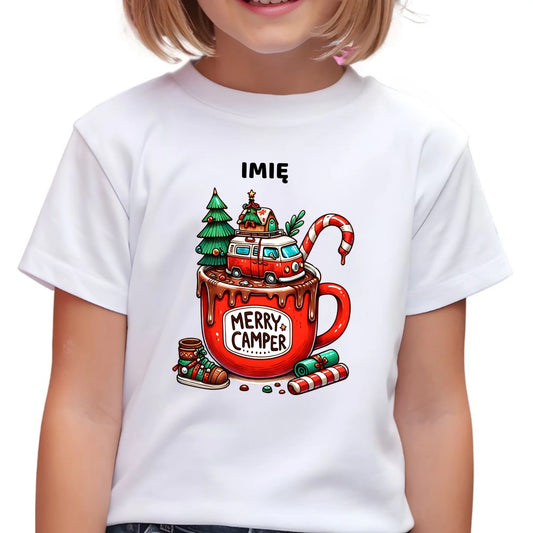 Koszulka dziecięca świąteczna - Kamper Merry Camper - personalizowana BN43 - StoryCups.pl