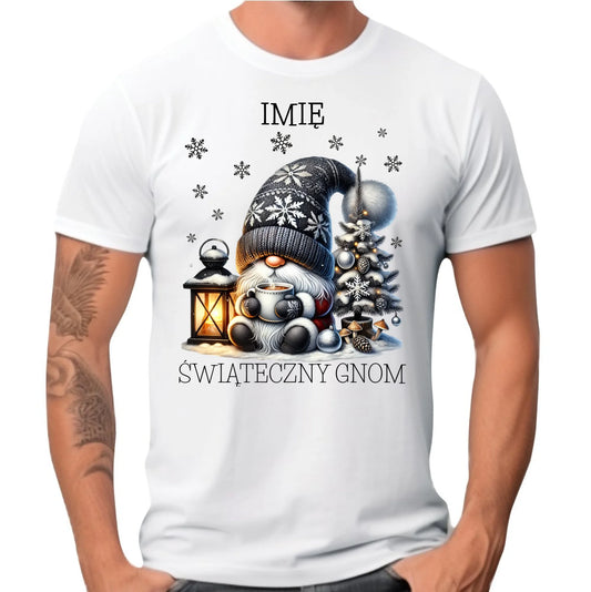 Koszulka męska świąteczna - Gnom z czekoladą - personalizowana BN41 - StoryCups.pl