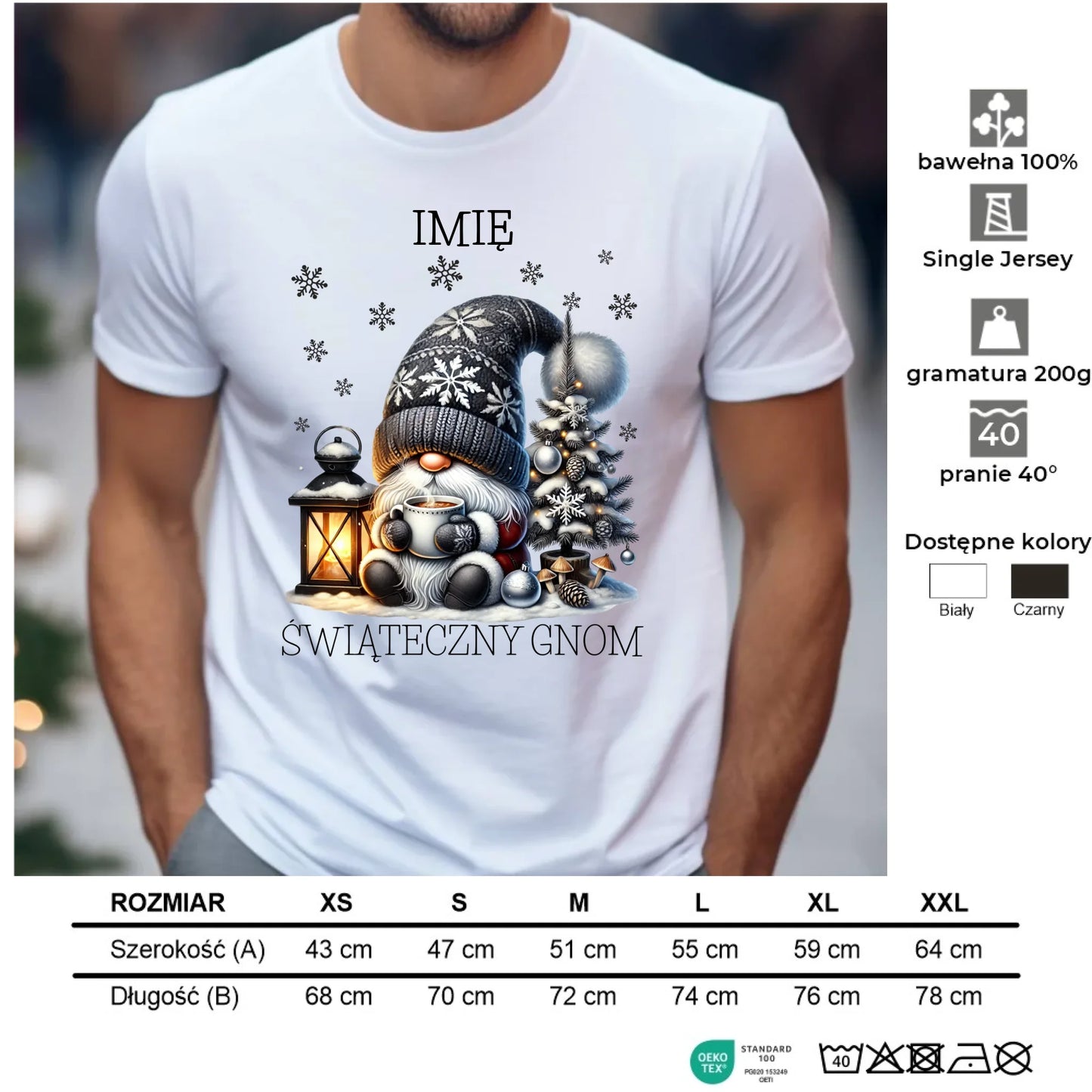 Koszulka męska świąteczna - Gnom z czekoladą - personalizowana BN41 - StoryCups.pl