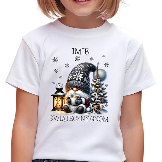 Koszulka dziecięca świąteczna - Gnom z czekoladą - personalizowana BN41 - StoryCups.pl