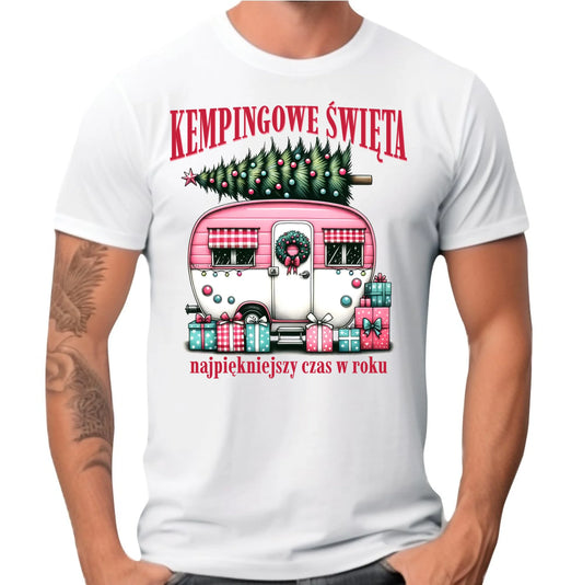 Koszulka męska świąteczna - Kamper Kempingowe Święta BN40 - StoryCups.pl