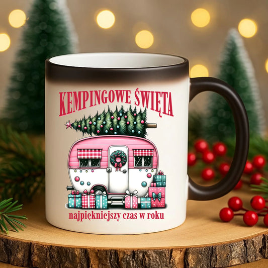 Kubek magiczny świąteczny - Kamper Kempingowe Święta BN40 - StoryCups.pl