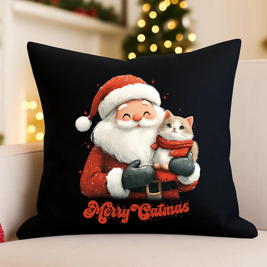 Poduszka dekoracyjna świąteczna - prezent dla kociary - Merry Catmas BN38 - StoryCups.pl