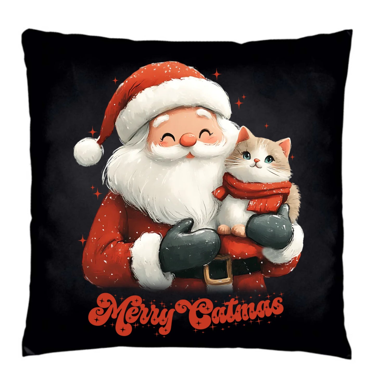 Poduszka dekoracyjna świąteczna - prezent dla kociary - Merry Catmas BN38 - StoryCups.pl