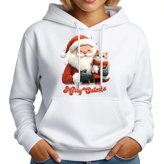 Bluza damska z kapturem świąteczna - prezent dla kociary - Merry Catmas BN38 - StoryCups.pl