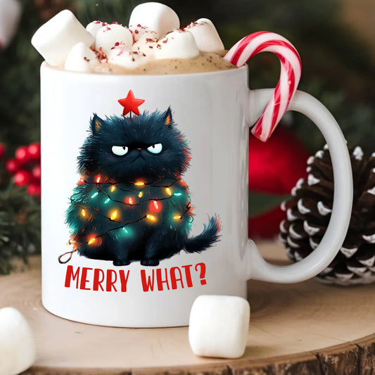 Kubek świąteczny - Grumpy Cat Merry what? BN37 - StoryCups.pl