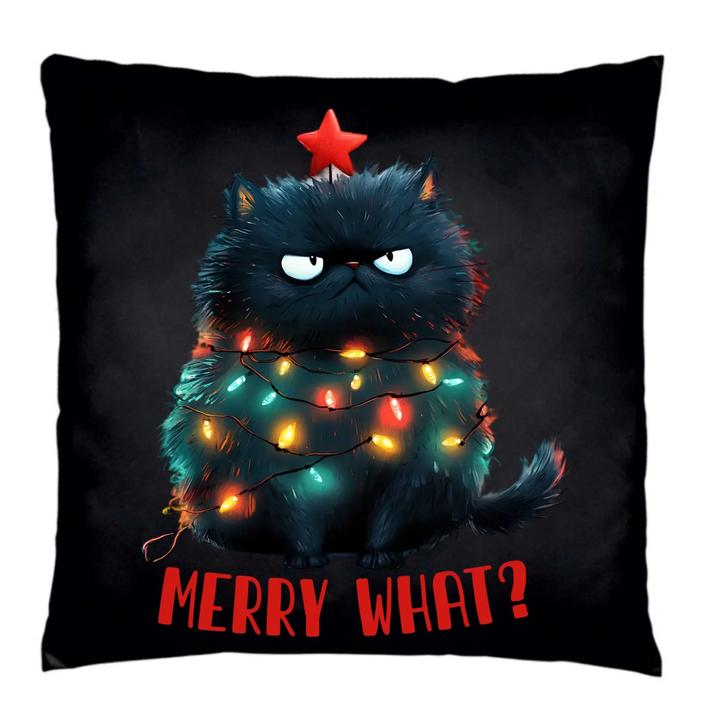 Poduszka dekoracyjna świąteczna - Grumpy Cat Merry what? BN37 - StoryCups.pl