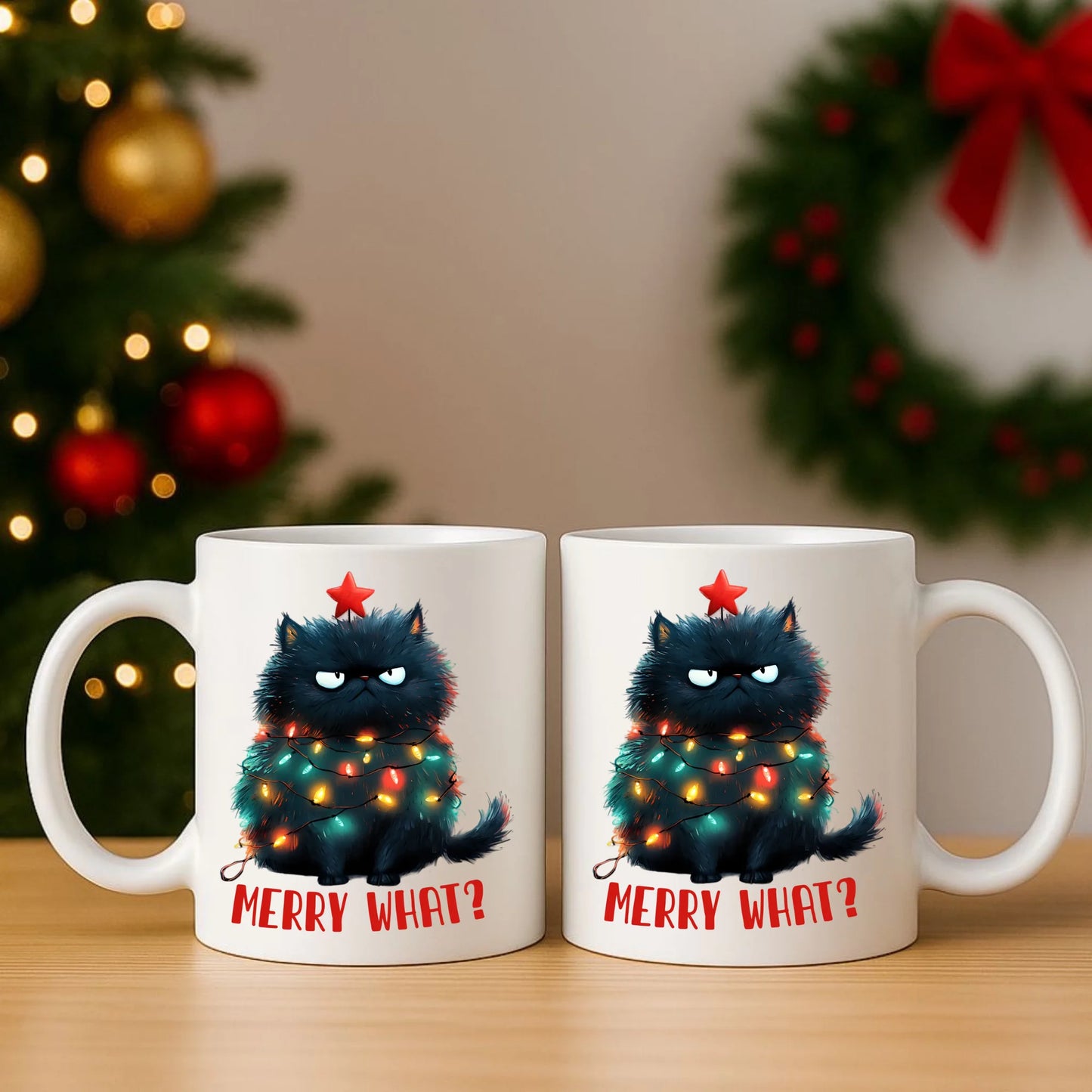 Zestaw poduszka i kubek świąteczny - Grumpy Cat Merry what? BN37 - StoryCups.pl